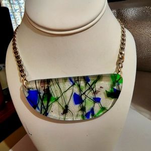 Stained Glass Half Moon Choker Necklace